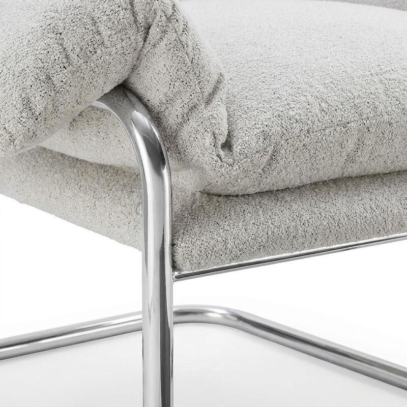 Boucle Fabric Accent Chair for Living Room, Bedroom, or Reading Nook, Newsprint image number 7