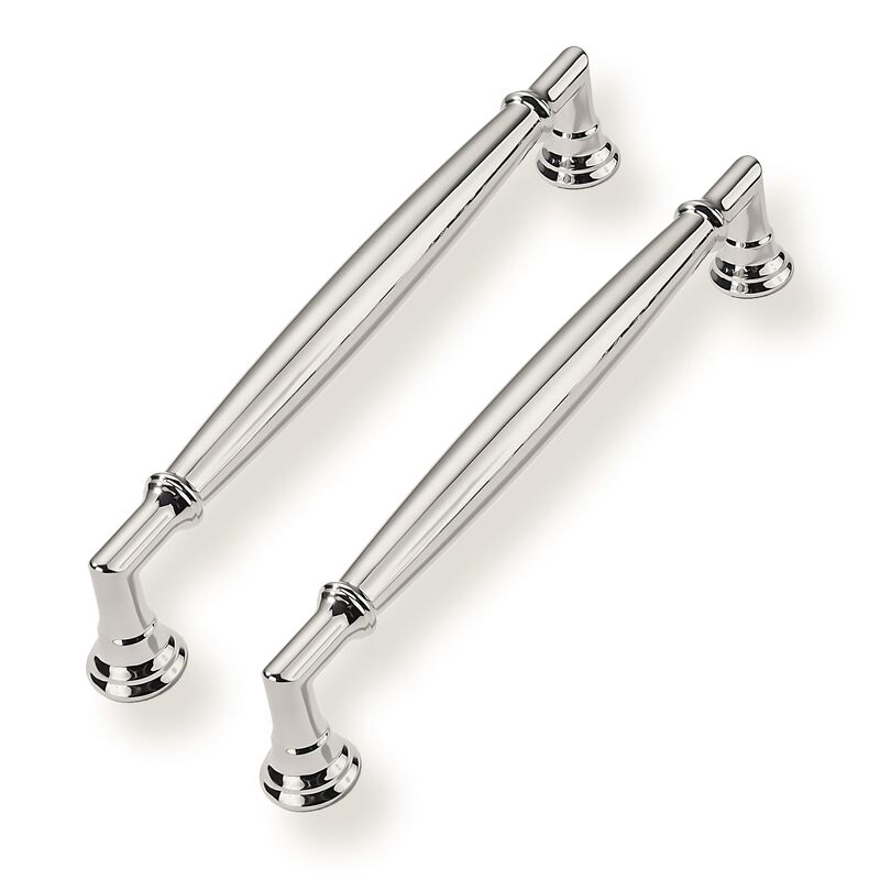 CABDM 2 Pack 6 Inch Hole Center Polished Nickel Cabinet Pulls Heavy Duty Solid Round Cabinet Pulls Kitchen Cabinet Hardware for