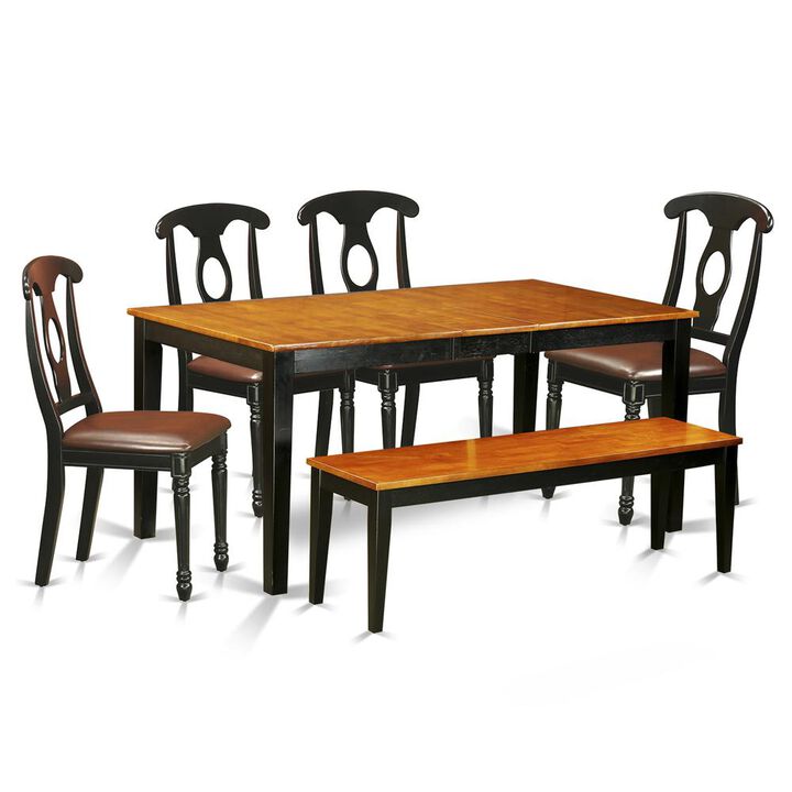 6-Pc Dining set with bench-Kitchen Tables and 4 Dining Chairs Plus bench