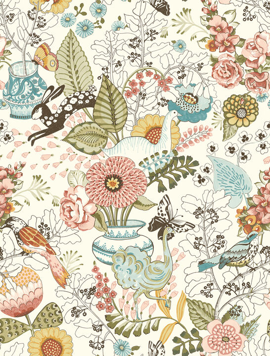 Whimsy Pink Fauna Wallpaper (Set of 2)