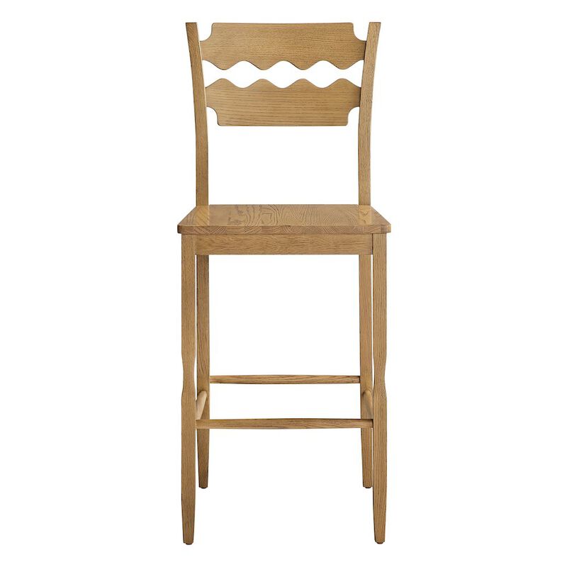 Jax Oak Wood Bar Stool With Wavy Razor Back image number 5