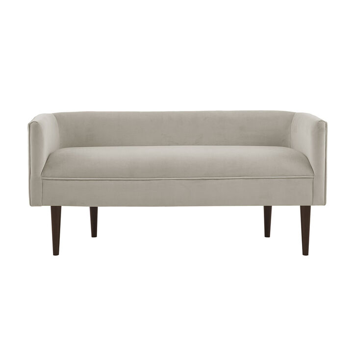 Gracie Mills Elfed Cream Velvet Accent Bench with Low Back