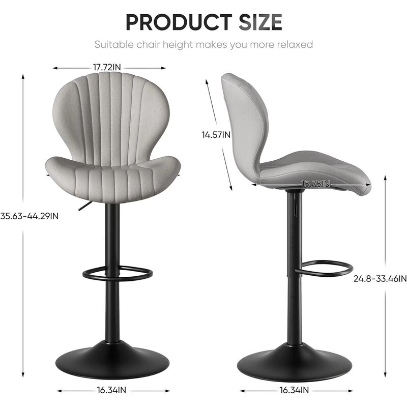 Modern Upholstered Fabric Swivel Bar Stools Set of 2 image number 5