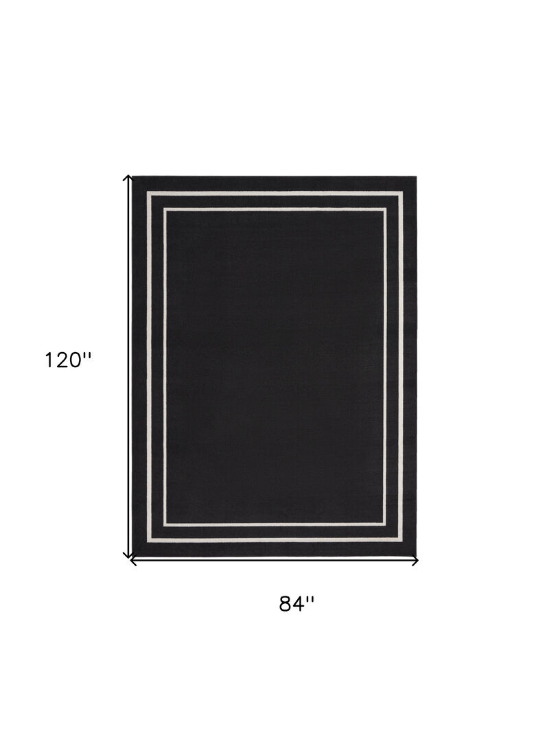 HomeRoots 7' X 10' Black And Ivory Indoor Outdoor Area Rug image number 5
