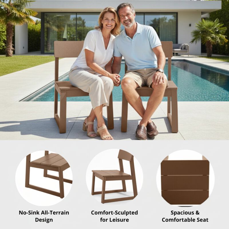 Outdoor Living Collection Dining Side Chairs 2-Pack All Weather HDPE Indoor Outdoor Patio Garden Seating image number 1