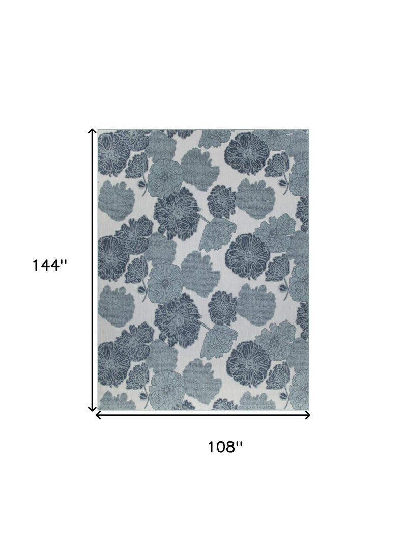 HomeRoots 9' X 12' Navy Blue And Ivory Floral Indoor Outdoor Area Rug image number 5