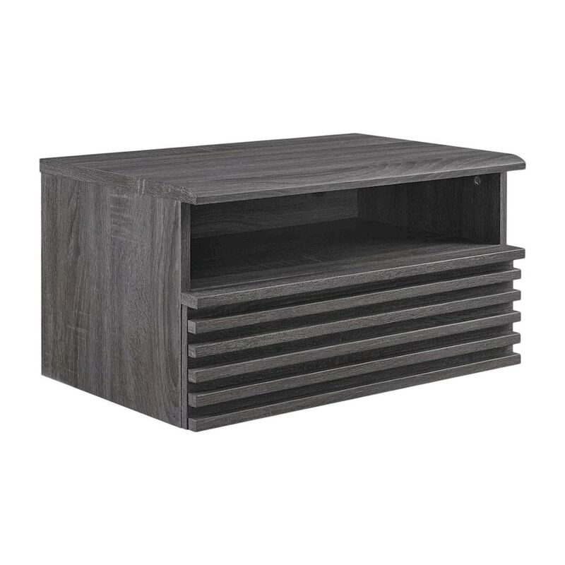 Wall-Mount Nightstand in Brown Finish with Modern Design image number 0