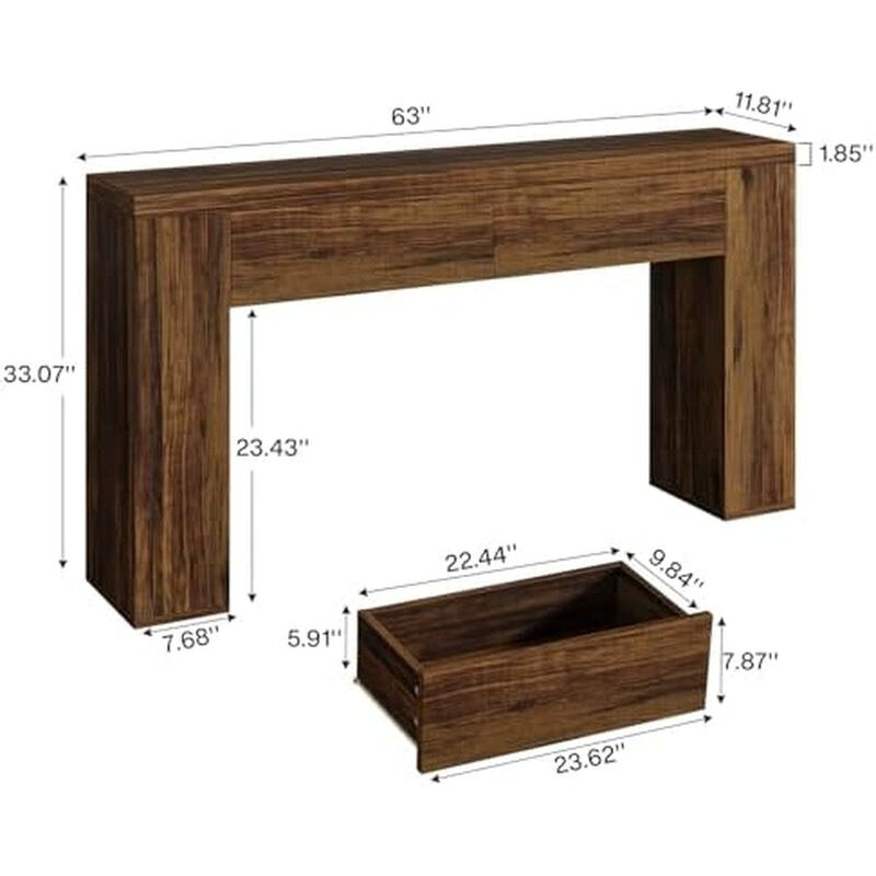 Tribesigns Farmhouse Wood Console Table with Drawers image number 4