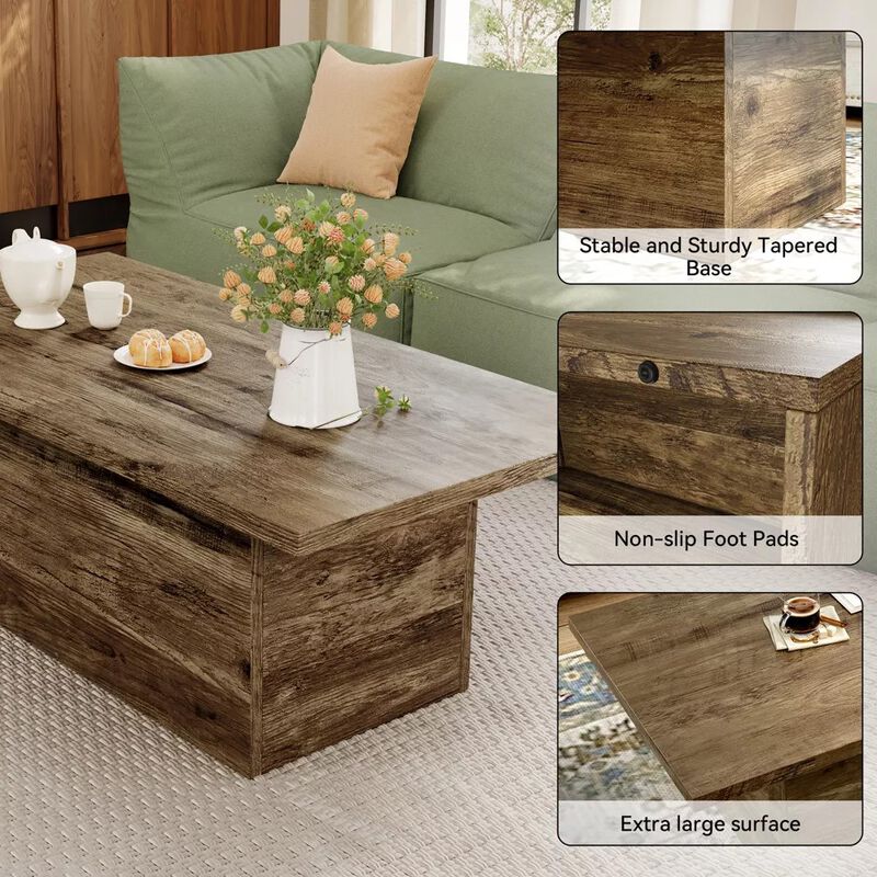 Coffee Table, Modern Engineered Wood Center Coffee Tables for Living Room, Home Office,Rustic Oak image number 5