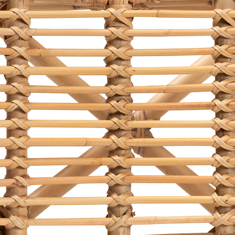 Baxton Studio Elgon Modern Bohemian Natural Brown Rattan Footstool