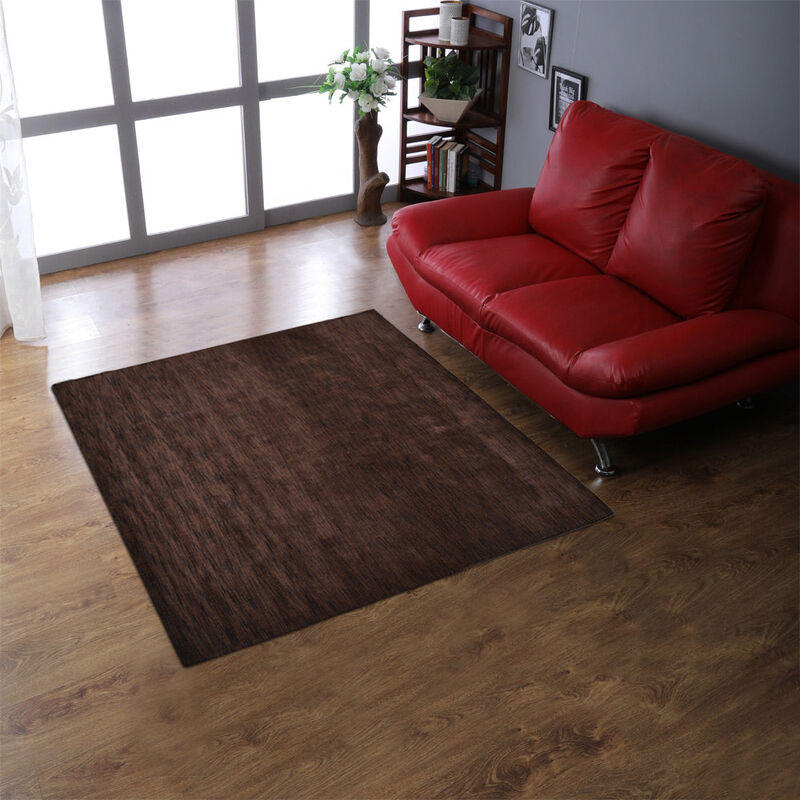 RUGSOTIC CARPETS HAND KNOTTED LOOM WOOL ECO-FRIENDLY AREA RUGS  - 6'x6', Square, Brown Color, Solid Plain Design, High Pile Thick Handmade Anti Skid Area Rugs for Living Room, Bed Room (L00111) image number 1