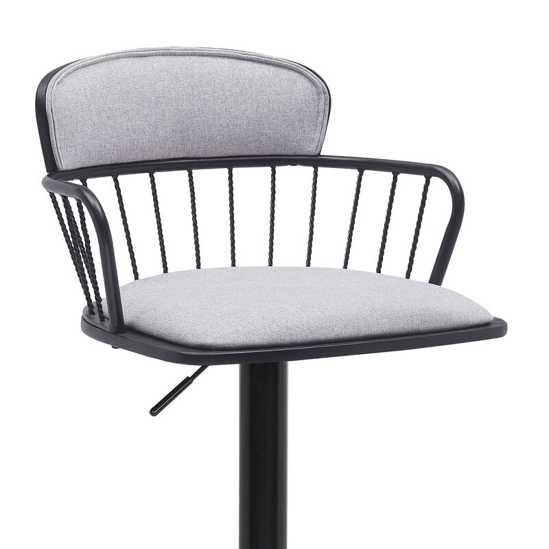 HomeRoots Fabric and Metal Adjustable-Height Swivel Bar Stool with Low Back image number 3