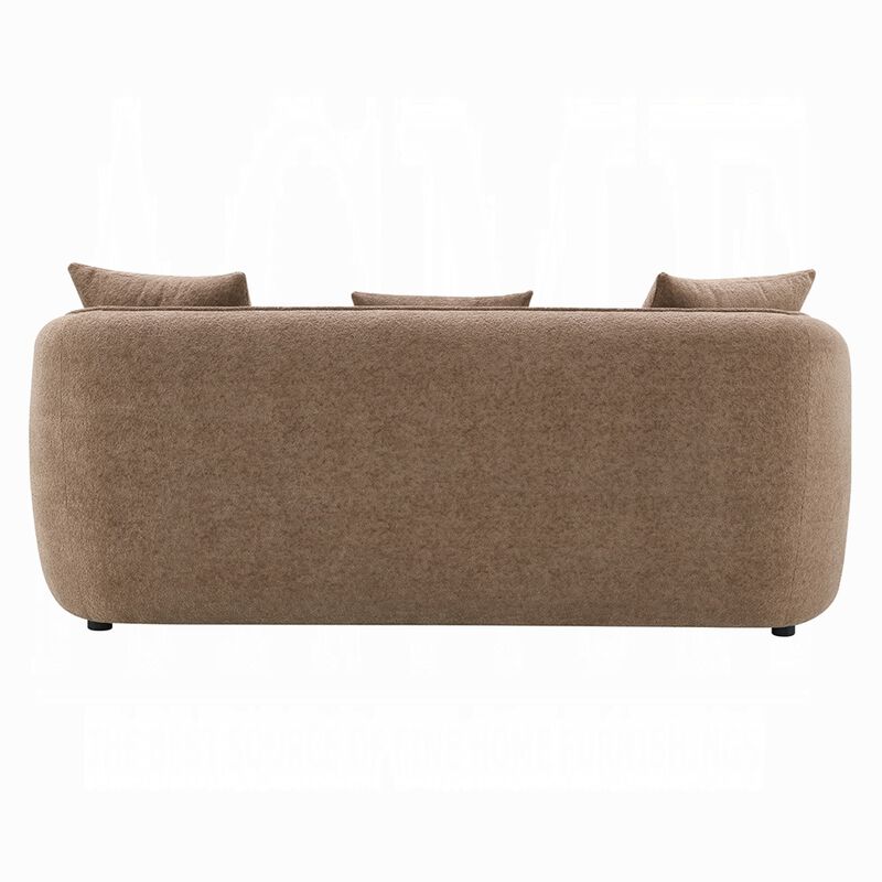 Keina Sofa, 3 Accent Pillows, Modern Soft Brown Chenille, 79 Inch image number 3