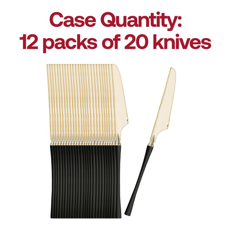 Gold with Black Handle Moderno Plastic Dinner Knives (240 Knives) image number 4