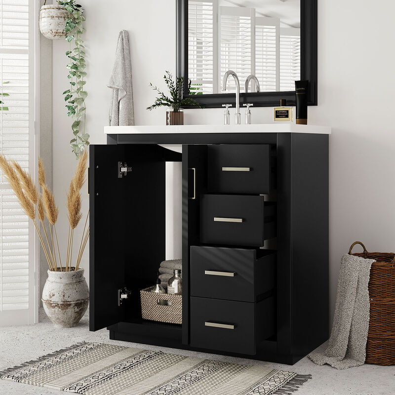 Merax Bathroom Vanity Cabinet with Undermount Ceramic Sink, 3 Drawers, Spacious Cabinet image number 2