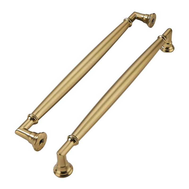 khtumeware 10 Pack 8 Inch(203mm) Brushed Brass Cabinet Pulls Heavy Duty Solid Warm Brass Cabinet Handles Kitchen Brushed Gold Ca