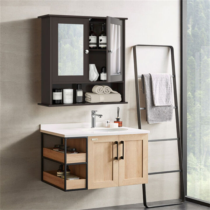 Compact Bathroom Cabinet with Mirror, Modern Wall Cabinet for Bathroom Storage