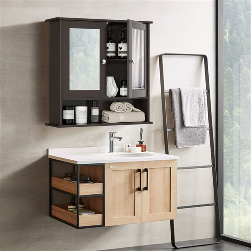 Compact Bathroom Cabinet with Mirror, Modern Wall Cabinet for Bathroom Storage
