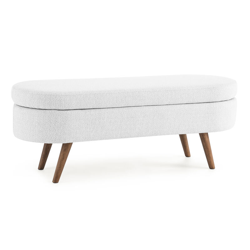 Ottoman Oval Storage Bench, Rubberwood Legs