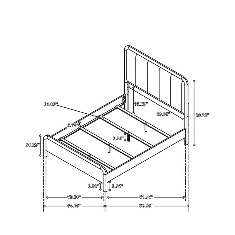 Deon Queen Bed, Vertical Channel Tufted Beige Boucle Upholstery, Brown