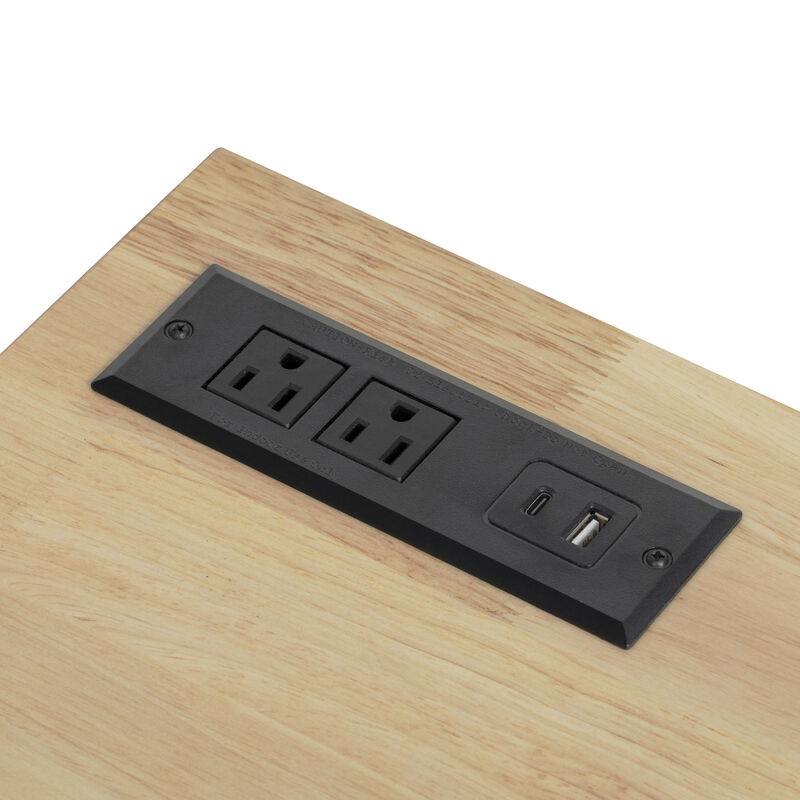 Merax Rolling Kitchen Island with Drop Leaf & Power Outlet - 2 Pull-Out Organizers, Trash Storage, Spice Rack & Towel Holder