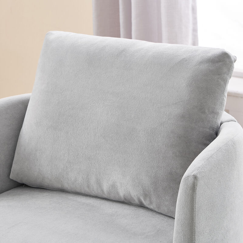 Merax 360° Swivel Barrel Chair  Modern Upholstered Accent Armchair with Curved Design for Living Room, Office & Bedroom