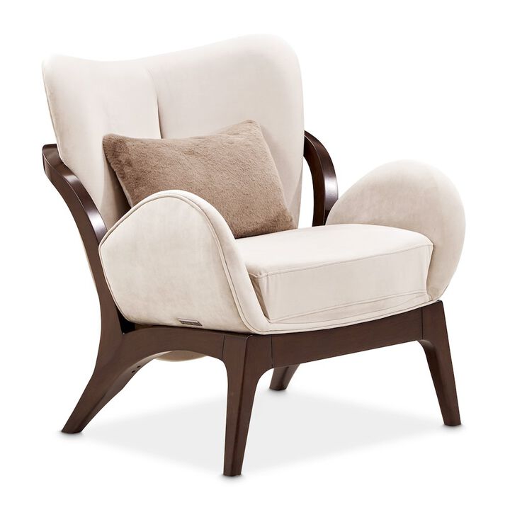 Michael Amini Camellia Field Velvet Accent Chair - Porcini/Warm Pecan