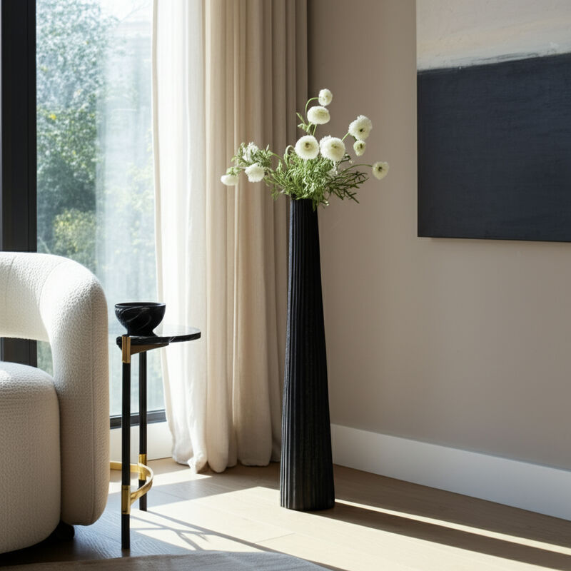 Textured Ribbed Floor Vase