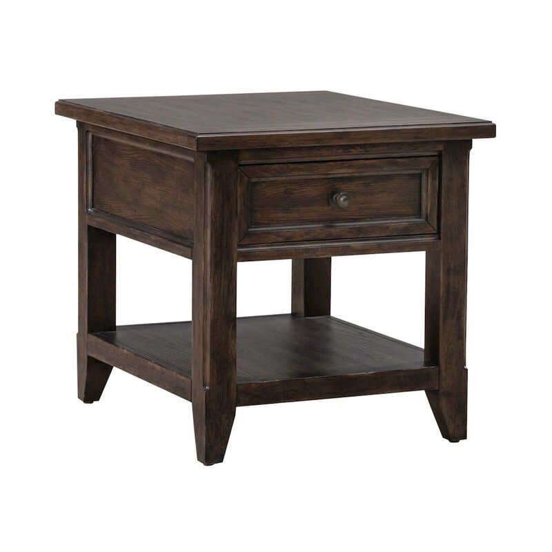 Liberty Furniture Rectangular End Table Traditional - Storage Drawer - Saddle Brown Oak Wood image number 0