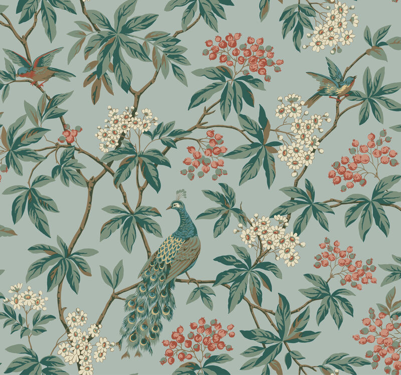 Peacock Estate Blue Wallpaper (Set of 2) image number 0