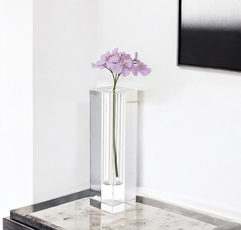 Crystal Square Optical Bud Vase for Dining Table or Living Room Decor