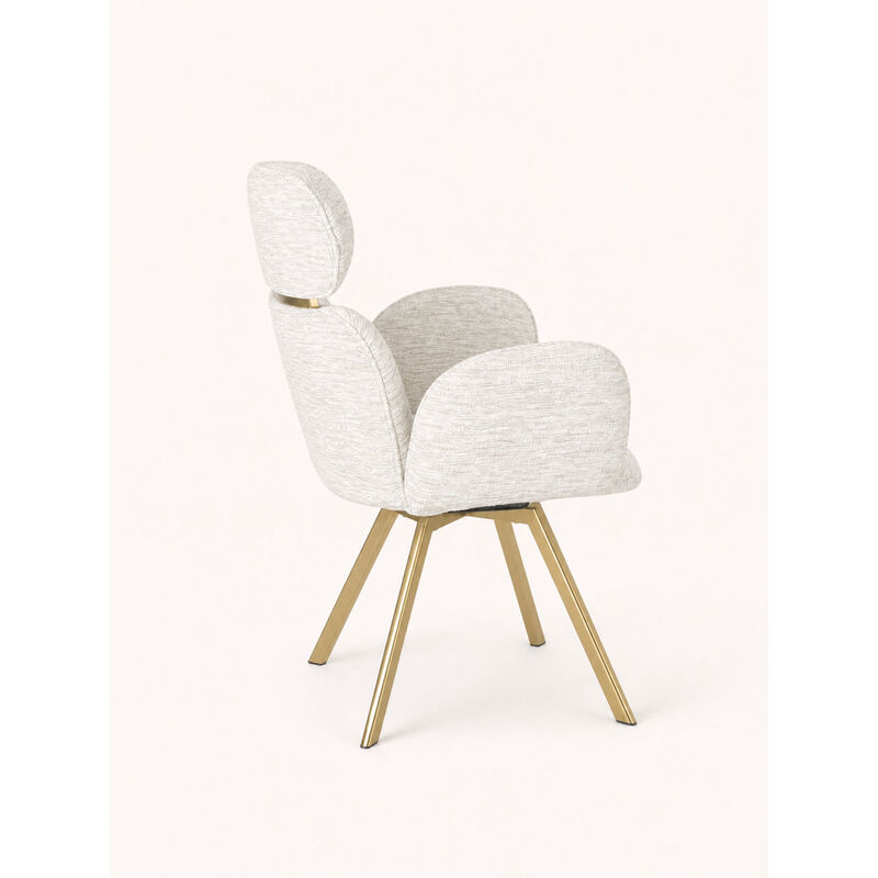 2-Piece Glam Modern Dining Chair Set, Upholstered High Back Chairs with Gold Metal Legs and Armrests (Set of 2) image number 2