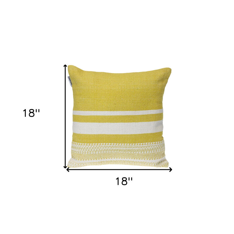 HomeRoots 18" Yellow And White Striped Cotton Throw Pillow image number 4