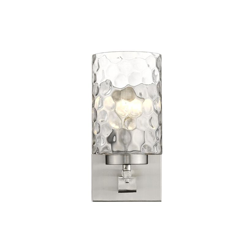 Hivvago Silver Metal and Pebbled Glass Wall Sconce