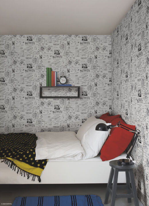 Marvels Heroes Schematics Grey & Black Wallpaper (Set of 2)