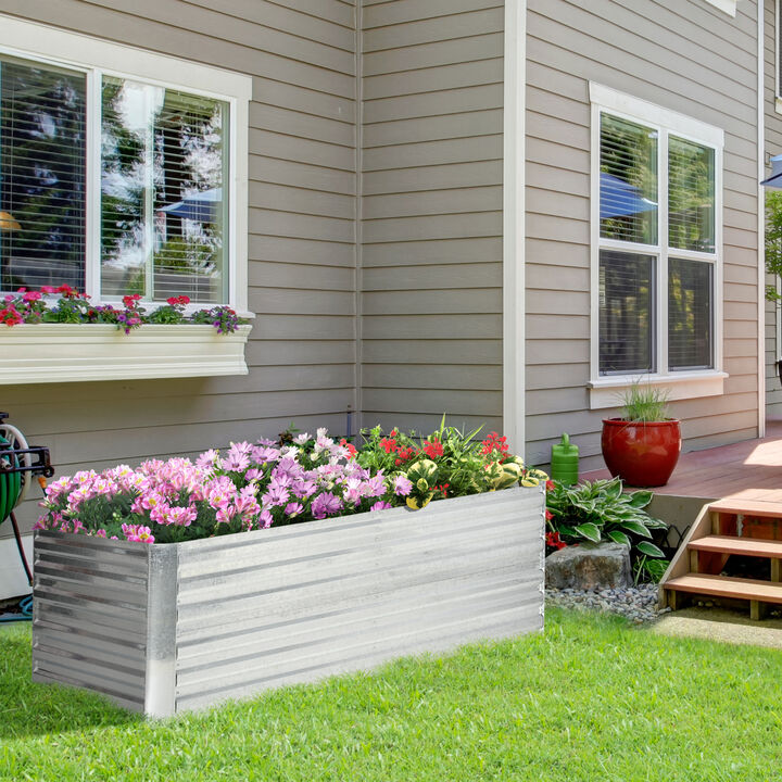 Hivvago Outdoor Steel Raised Garden Planter with Reinforced Rods