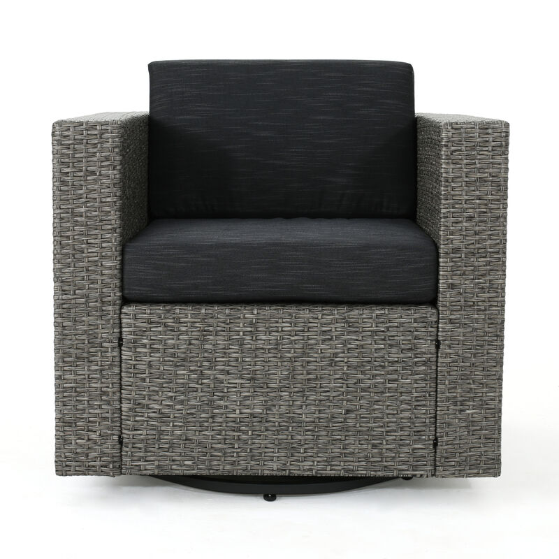 Christopher Knight Home Andrews Outdoor Wicker Swivel Club Chair with Water-Resistant Cushions image number 0