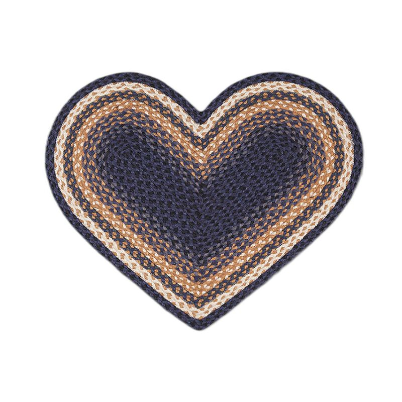 Earth Rugs C-79 Lt Blue Dk Blue Mustard Heart Braided Rug 20 X 30 image number 0