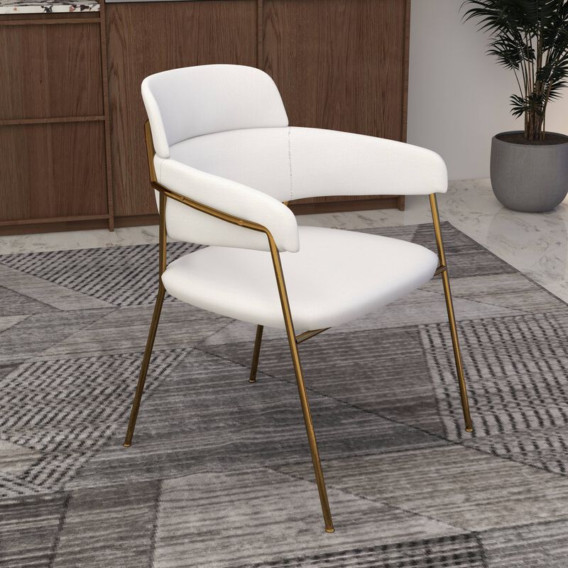 Axis Upholstered Dining Chairs Curved Open-Back & Gold Legs Set of 4 in