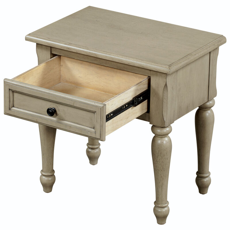 Solid Wood One-Drawer Nightstand for Nursery, Kid’s Room, Bedroom, Stone Gray