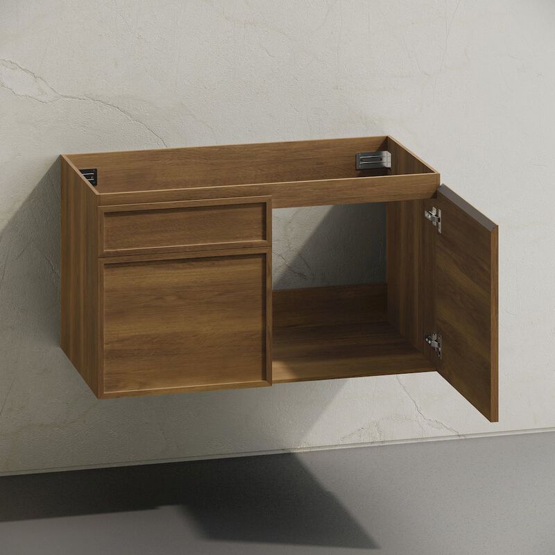St. Tropez 36" Wall-Mounted Bathroom Vanity Cabinet without Top in Brown Oak image number 3