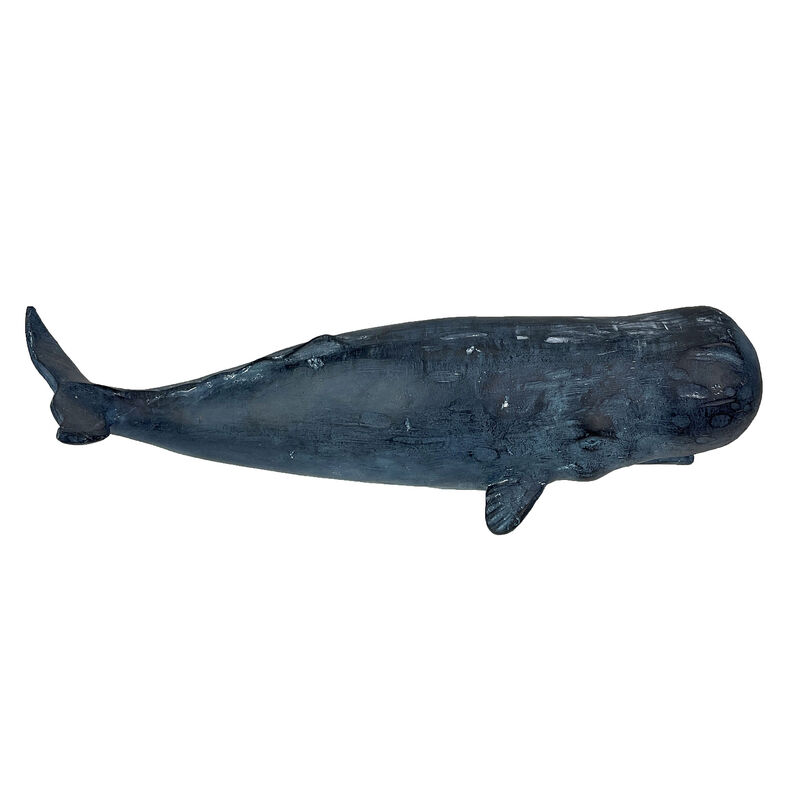 Sperm Whale Statue 15in Hand-Painted Resin Ocean Marine Decor Coastal Sculpture image number 1