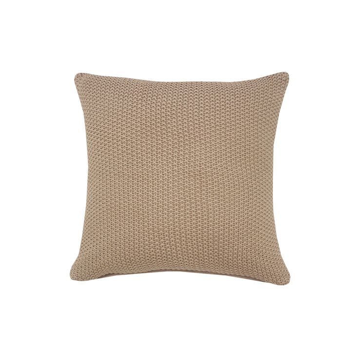 20" Taupe Brown Knit Solid Square Throw Pillow