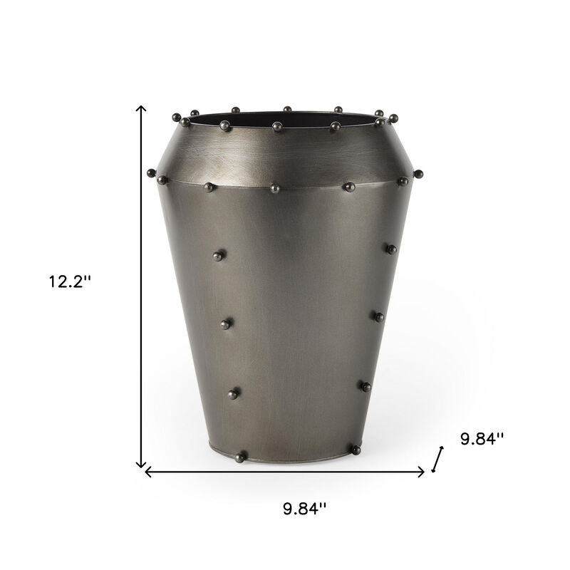HomeRoots 12" Gray Metal Table Vase image number 3