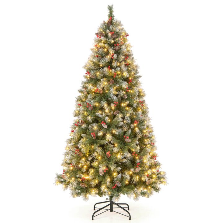 Hivvago Hinged Christmas Tree with PVC Branch Tips and Warm White LED Lights