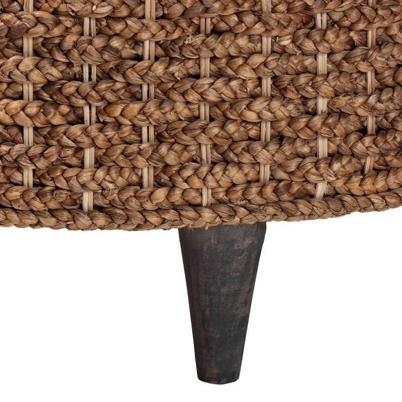 bali & pari Bailey Handwoven Seagrass Storage Ottoman with Lift-Top Lid &ndash; Rustic Wicker Trunk or Footrest with Inner Compartment for Living Room or Entryway, Round image number 5