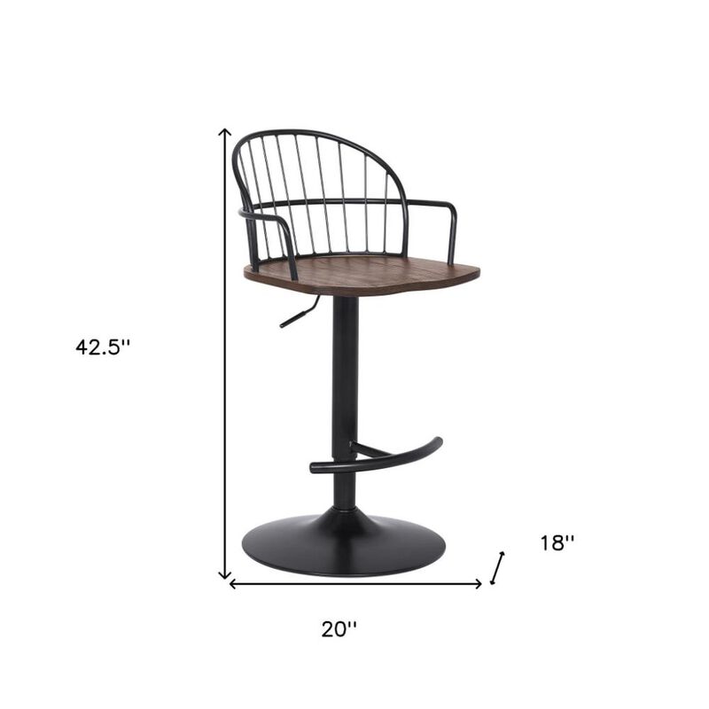 Hivvago 23 Inch Brown And Black Iron Low Back Adjustable Height Bar Chair