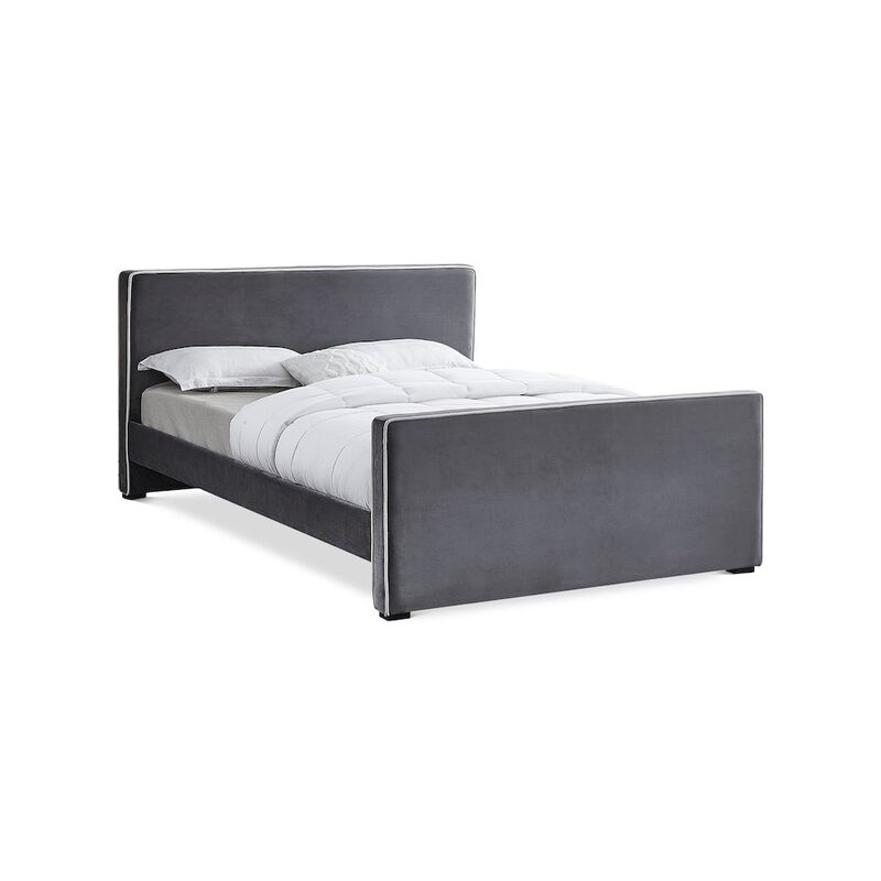 Meridian Furniture Dillard Grey Velvet Full Bed