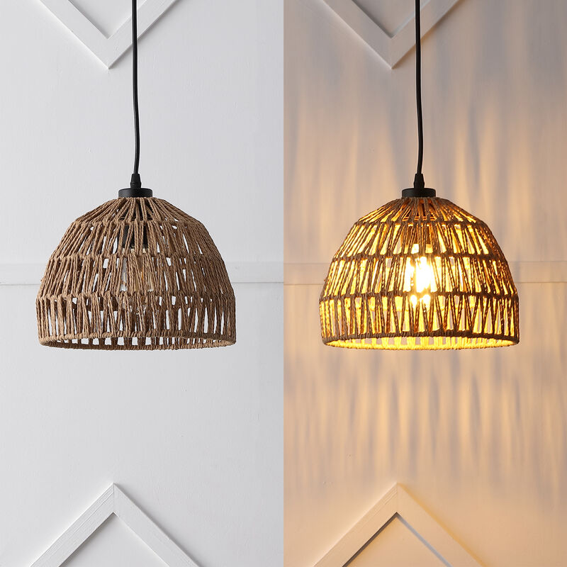Campana Bohemian Modern Woven Rattaniron LED Pendant