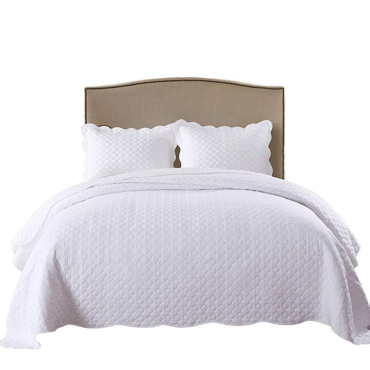 MarCielo White Cotton Quilt Set Bedspread Coverlet B34